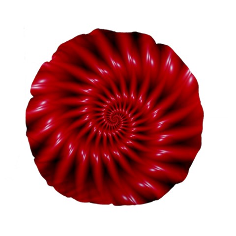 Glossy Red Spiral Fractal Standard 15  Premium Flano Round Cushion  from ArtsNow.com Front