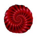 Glossy Red Spiral Fractal Standard 15  Premium Flano Round Cushion 