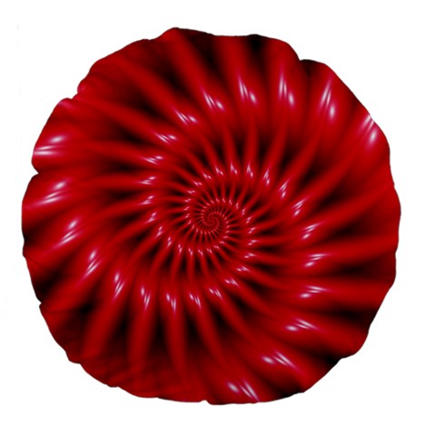 Glossy Red Spiral Fractal Large 18  Premium Flano Round Cushion  from ArtsNow.com Front