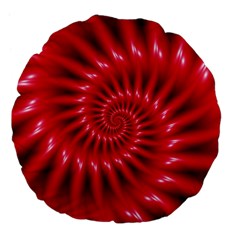 Glossy Red Spiral Fractal Large 18  Premium Flano Round Cushion  from ArtsNow.com Front