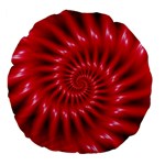 Glossy Red Spiral Fractal Large 18  Premium Flano Round Cushion 