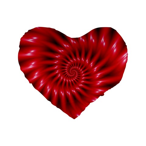 Glossy Red Spiral Fractal Standard 16  Premium Flano Heart Shape Cushion  from ArtsNow.com Front