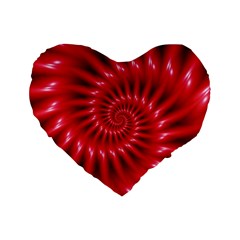 Glossy Red Spiral Fractal Standard 16  Premium Flano Heart Shape Cushion  from ArtsNow.com Front