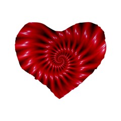 Glossy Red Spiral Fractal Standard 16  Premium Flano Heart Shape Cushion  from ArtsNow.com Back