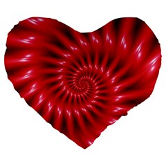 Glossy Red Spiral Fractal Large 19  Premium Flano Heart Shape Cushion from ArtsNow.com Front