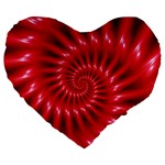 Glossy Red Spiral Fractal Large 19  Premium Flano Heart Shape Cushion