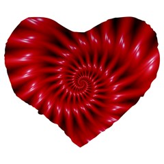 Glossy Red Spiral Fractal Large 19  Premium Flano Heart Shape Cushion from ArtsNow.com Back