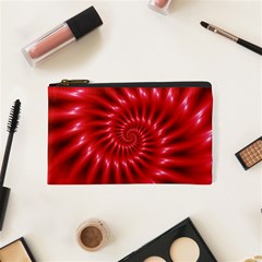 Glossy Red Spiral Fractal Cosmetic Bag (XS) from ArtsNow.com Front