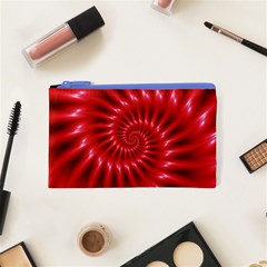 Glossy Red Spiral Fractal Cosmetic Bag (XS) from ArtsNow.com Front