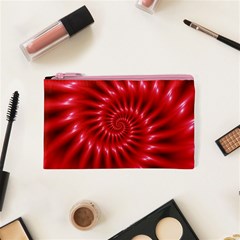 Glossy Red Spiral Fractal Cosmetic Bag (XS) from ArtsNow.com Front