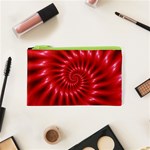 Glossy Red Spiral Fractal Cosmetic Bag (XS)