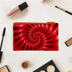 Glossy Red Spiral Fractal Cosmetic Bag (XS) from ArtsNow.com Back