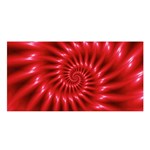 Glossy Red Spiral Fractal Satin Shawl