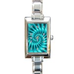 Glossy Turquoise Spiral Fractal  Rectangle Italian Charm Watch