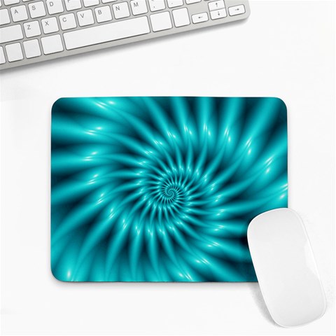 Glossy Turquoise Spiral Fractal  Small Mousepad from ArtsNow.com Front