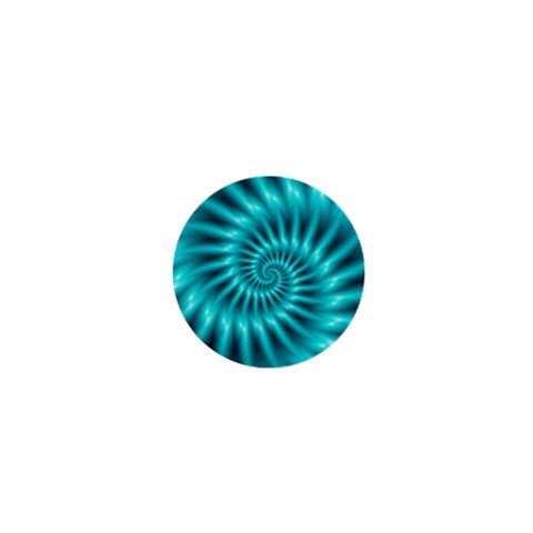 Glossy Turquoise Spiral Fractal  1  Mini Button from ArtsNow.com Front