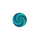 Glossy Turquoise Spiral Fractal  1  Mini Button