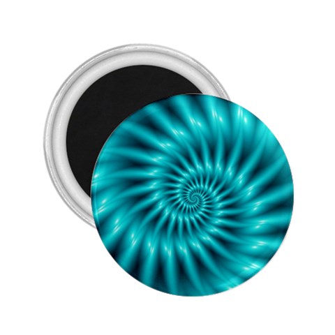 Glossy Turquoise Spiral Fractal  2.25  Magnet from ArtsNow.com Front