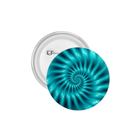 Glossy Turquoise Spiral Fractal  1.75  Button from ArtsNow.com Front