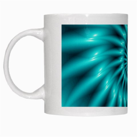 Glossy Turquoise Spiral Fractal  White Mug from ArtsNow.com Left