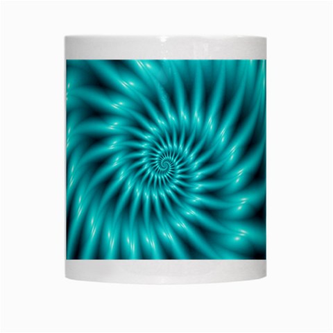 Glossy Turquoise Spiral Fractal  White Mug from ArtsNow.com Center