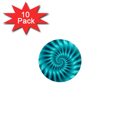 Glossy Turquoise Spiral Fractal  1  Mini Magnet (10 pack)  from ArtsNow.com Front