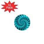 Glossy Turquoise Spiral Fractal  1  Mini Magnet (10 pack) 