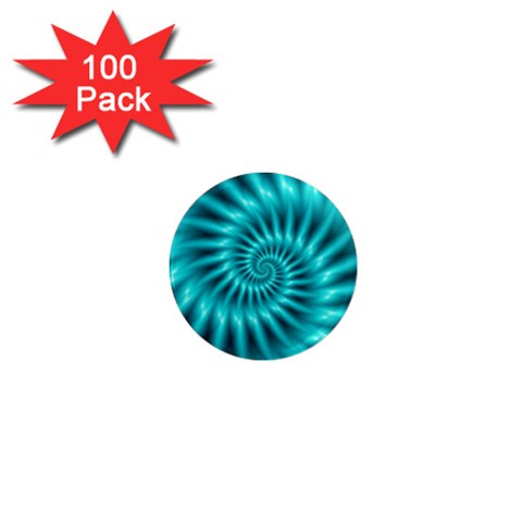 Glossy Turquoise Spiral Fractal  1  Mini Magnet (100 pack)  from ArtsNow.com Front