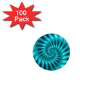 Glossy Turquoise Spiral Fractal  1  Mini Magnet (100 pack) 