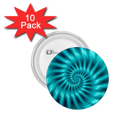 Glossy Turquoise Spiral Fractal  1.75  Button (10 pack)  from ArtsNow.com Front