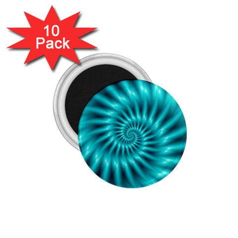 Glossy Turquoise Spiral Fractal  1.75  Magnet (10 pack)  from ArtsNow.com Front