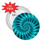 Glossy Turquoise Spiral Fractal  2.25  Button (10 pack)