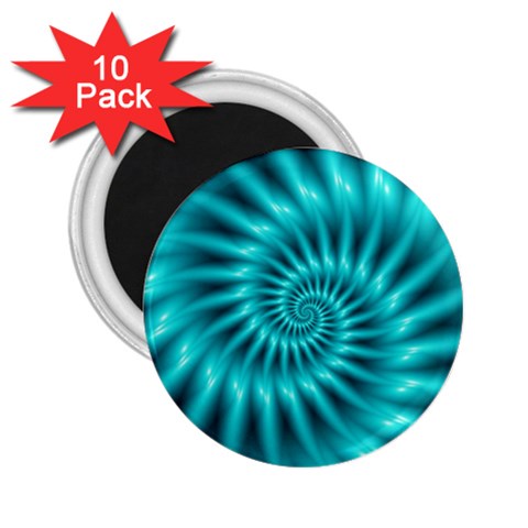 Glossy Turquoise Spiral Fractal  2.25  Magnet (10 pack) from ArtsNow.com Front