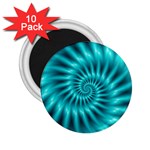 Glossy Turquoise Spiral Fractal  2.25  Magnet (10 pack)