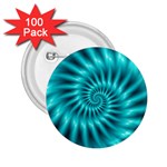 Glossy Turquoise Spiral Fractal  2.25  Button (100 pack)