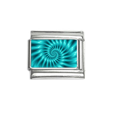 Glossy Turquoise Spiral Fractal  Italian Charm (9mm) from ArtsNow.com Front