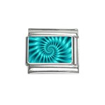 Glossy Turquoise Spiral Fractal  Italian Charm (9mm)