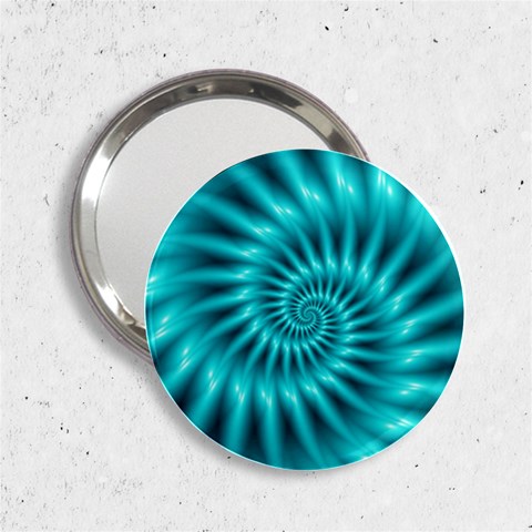 Glossy Turquoise Spiral Fractal  2.25  Handbag Mirror from ArtsNow.com Front