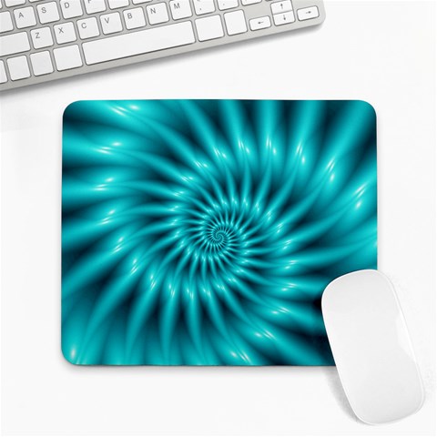 Glossy Turquoise Spiral Fractal  Large Mousepad from ArtsNow.com Front