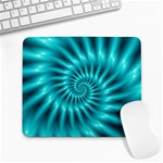 Glossy Turquoise Spiral Fractal  Large Mousepad