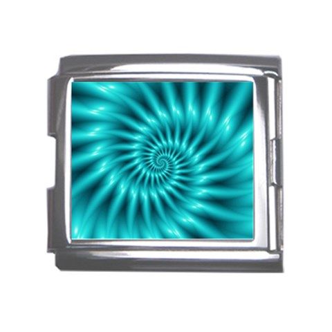 Glossy Turquoise Spiral Fractal  Mega Link Italian Charm (18mm) from ArtsNow.com Front