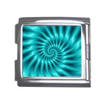 Glossy Turquoise Spiral Fractal  Mega Link Italian Charm (18mm)