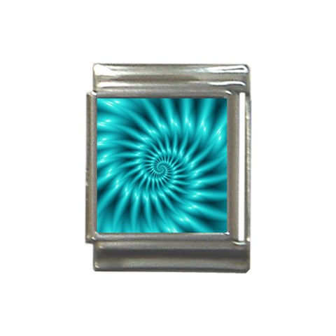 Glossy Turquoise Spiral Fractal  Italian Charm (13mm) from ArtsNow.com Front