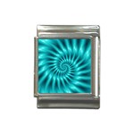 Glossy Turquoise Spiral Fractal  Italian Charm (13mm)