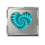 Glossy Turquoise Spiral Fractal  Mega Link Heart Italian Charm (18mm)