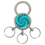 Glossy Turquoise Spiral Fractal  3-Ring Key Chain