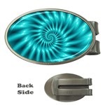 Glossy Turquoise Spiral Fractal  Money Clip (Oval)