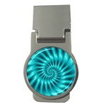 Glossy Turquoise Spiral Fractal  Money Clip (Round)