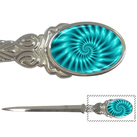 Glossy Turquoise Spiral Fractal  Letter Opener from ArtsNow.com Front