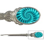 Glossy Turquoise Spiral Fractal  Letter Opener